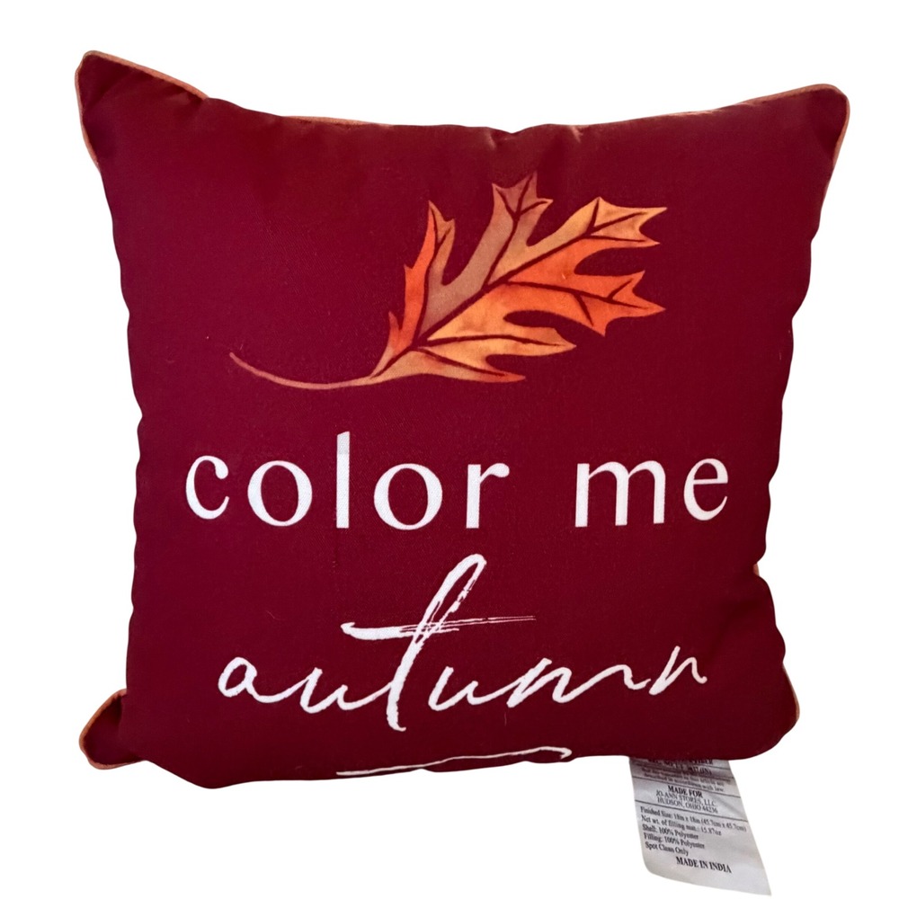Jo-Ann Stores Color Me Autumn Throw Pillow 18x18 Burgundy Cream Oak Leaves Fall